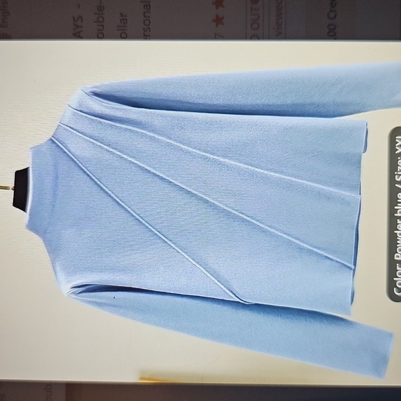 NWOT KSSYOU  Double Sided Half High Collar Fishbone Pattern Powder Blue XXL - Picture 3 of 11